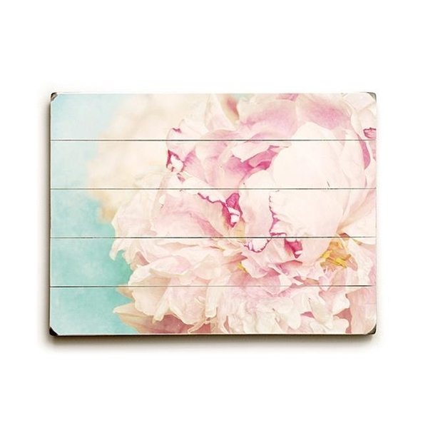 One Bella Casa One Bella Casa 73708PW1420 14 x 20 in. Delicate Peony Planked Wood Wall Decor; Turquoise Pink 73708PW1420